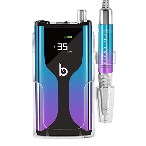 Blend - Pro 35000RPM Rechargeable Nail Drill, Professional Brushless Motor - 10 Hours Battery Life - Cordless - Smooth - Quiet - Digital Display - Acrylic Tools (Gradient Blue)