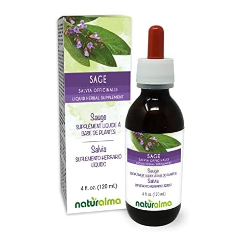 Naturalma Sage (Salvia officinalis) Leaf Alcohol-Free Tincture - 4 fl oz Liquid Extract in Drops - Herbal Supplement - Vegan Cover