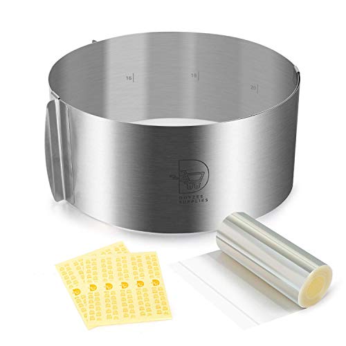 Cake Mold And Acetate Sheets For Baking, 6 To12 Inches Adjustable Stainless Steel Cake Ring, 5.5 X 394 Inch Mousse Cake Sheets, Cake Collar Cake Mousse Mould, Cake Baking Cake Decor Set #TOP1
