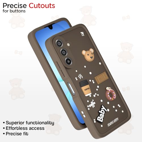 Image of Outlouders Back Cover for Samsung Galaxy M17 5G / A17 5G / F17 5G | 3D Cartoon Bear Cute Fun Silicone Full Body Protection Bumper Case (Brown)