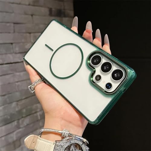 Coque de chargement sans fil magnétique pour Galaxy A55 verte translucide