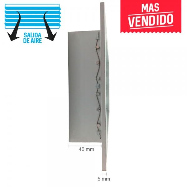 Rejilla de ventilación impulsión doble deflexión plata mate+Marco de montaje