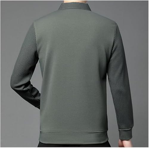 Men's Striped Lapel Fake Two-Piece Shirt, Men's Faux Two Piece Lapel Long-Sleeve Tops, Shirt for Men,Polo Shirts2