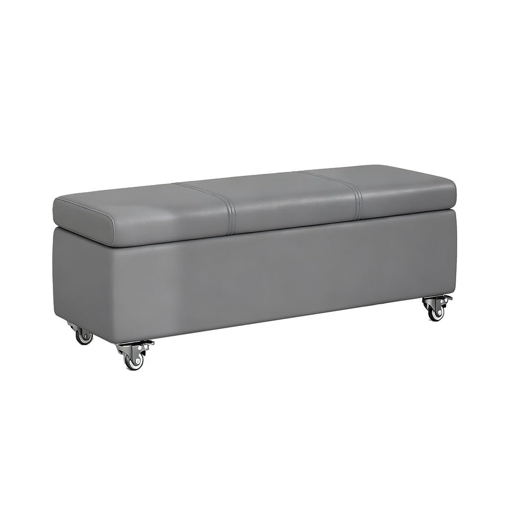 Banc de rangement montage facile avec coffre spacieux et roulettes