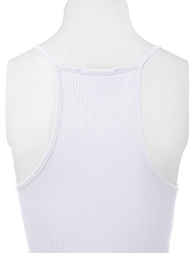 HATOPANTS Regatas femininas caneladas, modeladora, gola redonda, costas nadador, 408 - Branco, M