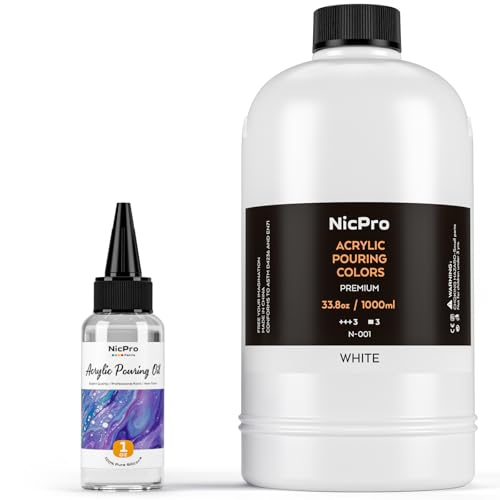 Nicpro White Acrylic Pour Paint, 33.8 oz