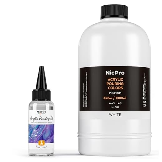 Nicpro Titanium White Color Acrylic Pour Paint, 33.8 Ounce Pre-Mixed Pouring Paint Supplies with Silicone Pour Oil & Gloves for Canvas, Rock, Wood Cell Creation Flow DIY Art Painting, Ready to Pour