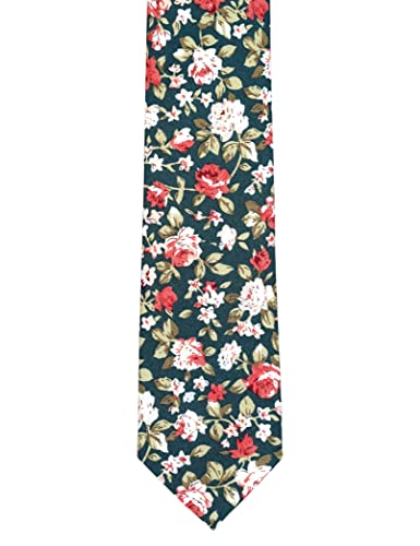 Image of BELLUNO Men's Cotton Floral Skinny Tie, 2.5 inch Width, with Gift Box