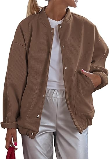a to z creation Solid Varsity Full Sleeves | Casual Button Bomber Jacket For Women's-picture-23