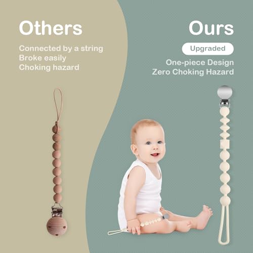 Image of MINMUNJIU Silicone Pacifier Clips for Boys, 4 Pack One Piece Soft Flexible Pacifier Holder Clip Binky Clips for Boys