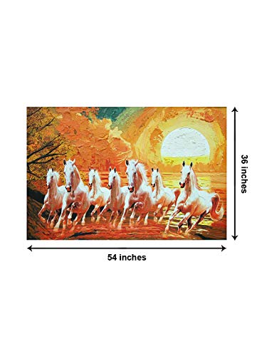 Image of 999STORE Wooden wall painting with frame for bedroom horse photo frames horses hanging home decor big large (Canvas 36X54 Inches Stretched) FLP36540071