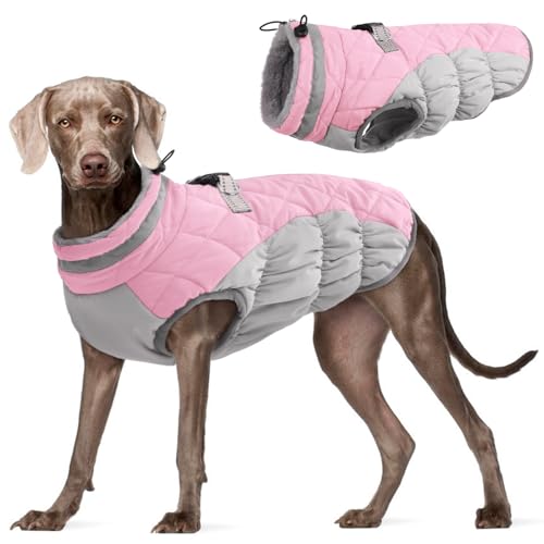 Image of FUAMEY Dog Cold Weather Coats Reflective Dog Warm Jacket with Harness
