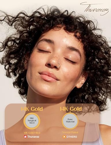 THUNARAZ 18g 20g Hypoallergenic Stainless Steel Nose Rings Hoop L Shape Nose Studs Cute Heart Square CZ Nose Bone Screw Nostril Piercing Jewelry for Women Men Silver 14K Gold Filled 6