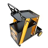 Welding Cart with 4 Drawers, 280 LBS Heavy Duty Welder Cart on Wheels for MIG TIG Plasma Cutter, Welding Machine Trolley with Toolbox & Gas Bottle Storage