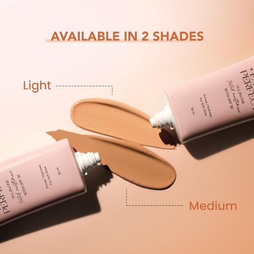Image of BELLAVITA Party Perfect All-in-one Tinted Moisturizer with SPF 30 | Hydrating Skin Tint, Face Primer & Sunscreen | Lightweight Formula with Adaptive Tint for Natural, Dewy Glow | 30ml (Light Shade)