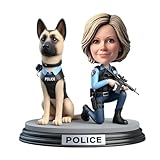 Custom Female SWAT Bobblehead Personalized Police Officer with K-9 Dog Figurine Handmade Law Enforcement Memorabilia Unique Gift for Women Office Home Decor Collectible Souvenir for Police Enthusiasts