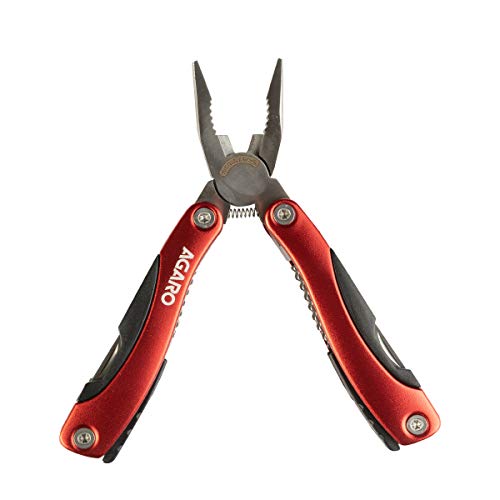 Image of AGARO 12 - in - 1 Multi Tool Plier, Hardened Steel, Multipurpose Plier, Knife, Saw, Cable Cutter, Wire Stripper, Screwdriver And More, Ideal For Home, Office, Car, Bike, Outdoor Activity,Red