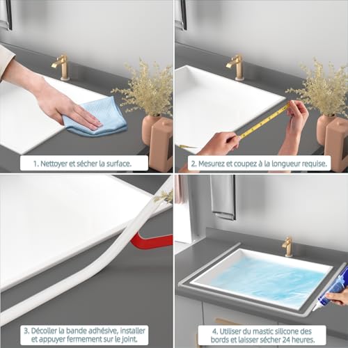 Duschschwelle, Wasserbarriere, Dusche, faltbar, neue Duschabdichtung aus Silikon, selbstklebend, Duschbarriere, geeignet für Rollstuhlzugang (1 m, transparent)