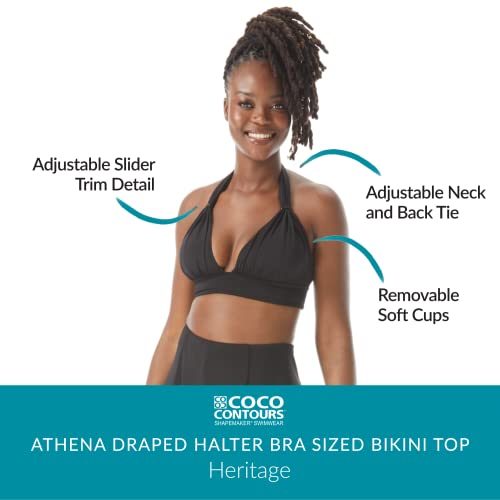 Coco Contours Athena Draped Halter Bra Sized Bikini Top — Retro Resort Swimsuit Top3