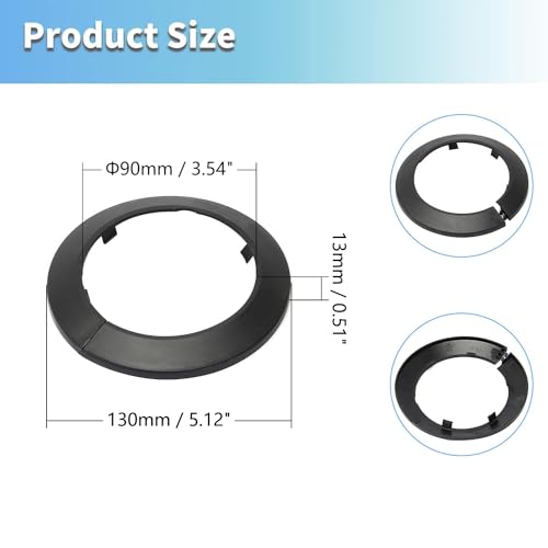 MroMax 90mm Pipe Cover, Flange Black Pipe Hole Cover Radiator Pipe Collar for Wall Pipe Tube Decoration 4Pcs - Image 3