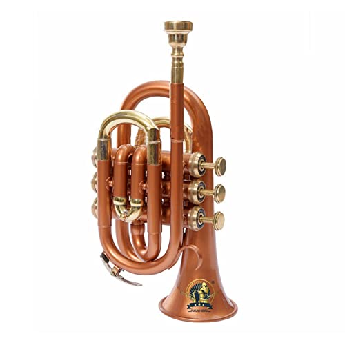 Sound SAGA Trompette de poche en BB Pitch, de qualité supérieure, avec embouchure et étui de transport (cuivre) Cover