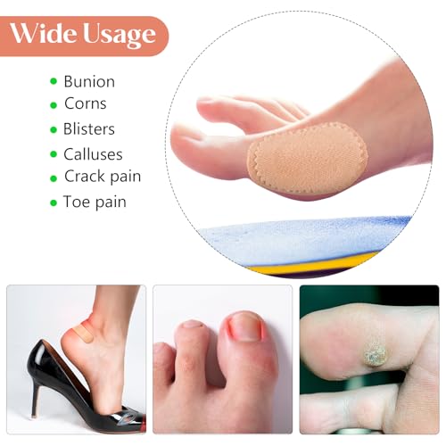 Image of Nuanchu 60 Pieces Bunion Cushions Self-Adhesive Bunion Pads Foot Callus Patches Foot Blister Shoe Accessories Women Men Feet Heel Protector Pads(Skin Color,L)
