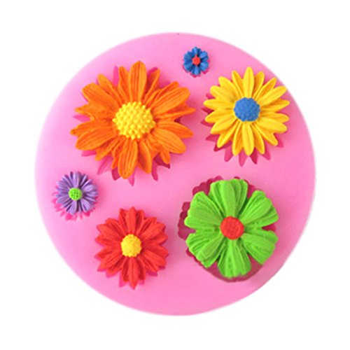 3D Blumen Motive DIY Silikonform Ausstechformen Muffin Torten Schokolade Keks Gelee Mini-Cupcake Silikonformen Tortedeko Torten Rand Ausstecher