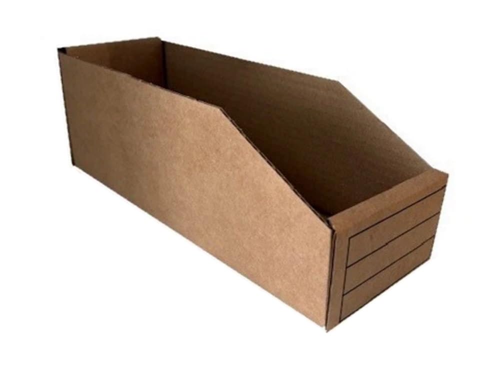 Mustbebonkers Brown Corrugated Cardboard Storage Bins, Kraft, Flat-Pack Assembly, Write-On Panels, Warehouse Shelf Organisation, Multiple Sizes - Recyclable, 50 Pack, Small