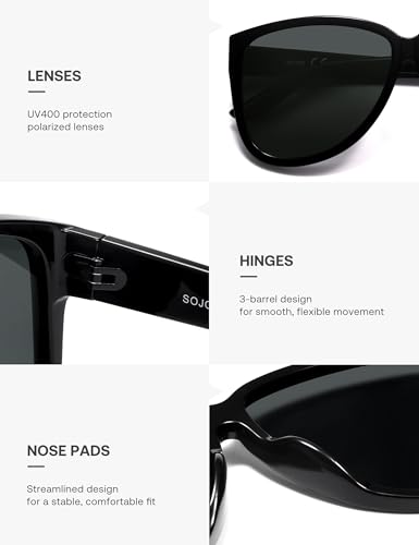Image of SOJOS Trendy Big Oversized Polarized Sunglasses Womens Mens, 70s 80s Retro Vintage Pilot Shades SJ2643