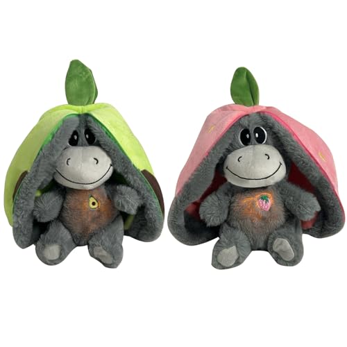 Sollee 2 Stück Atmendes Stofftier Schlummer Esel - Atmende Stofftiere, Schlummer Esel Kuscheltier Mit Atembewegung Und Musik Zum Einschlafen,...