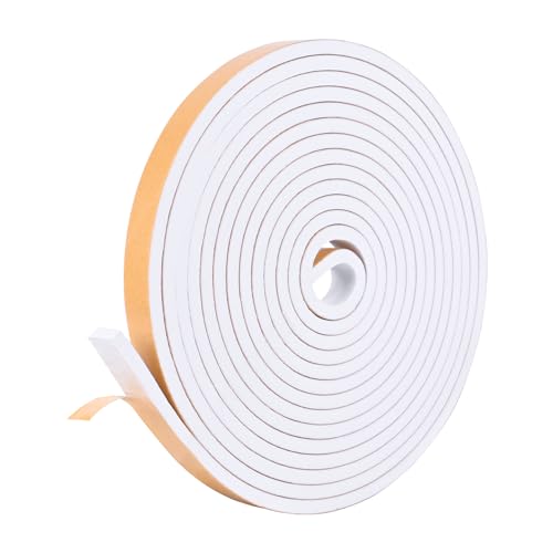 Kikerike Self Adhesive Foam Tape Weatherstrip 1/2in x 1/4in x 8.5Ft High Density Foam Insulation Strips Seal Weather Stripping with Strong Adhesive for Door and Window Sound Isolation Soundproofing