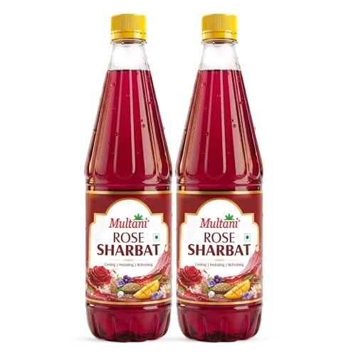 Image of Multani Rose Sharbat (750 ml) Pack of 2 | Herbal Summer Drink | Natural Ingredients - Shankhpushpi, Banafsha, Saunf, Mango, Khas, Nilofar | Refreshing Cooling Sharbat