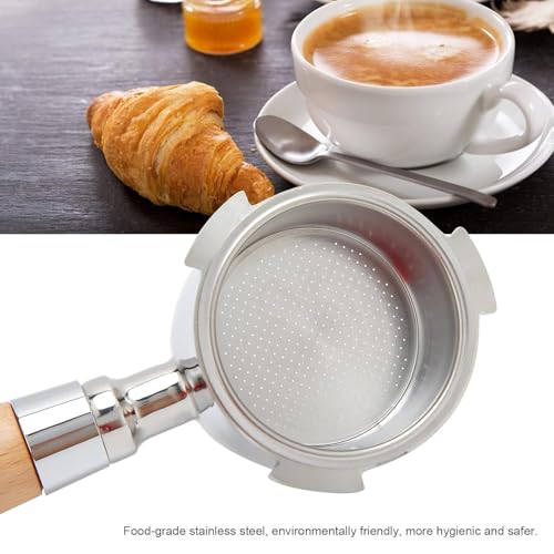 Image of 58mm 3 Ears Portafilter Bottomless Wooden Handle with 18g Basket and Compatible with Barsetto, Calphalon Temp IQ, CASABREWS, Neutron Pro, Breville Barista Mini /Max & More Coffee Machines.