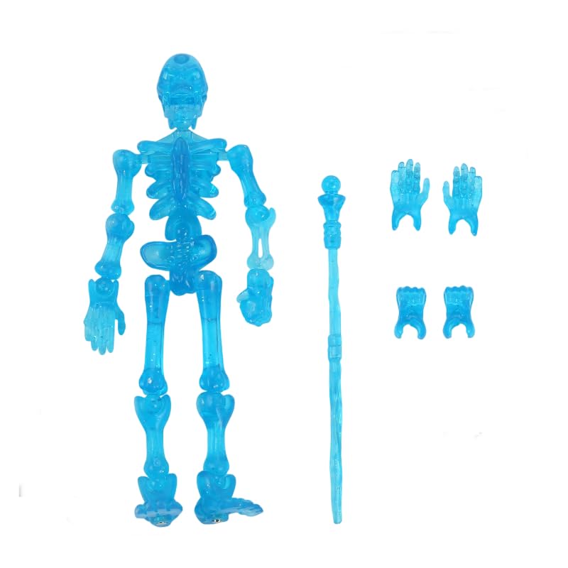 Posable Skeleton Action Figure with Movable Joints, Full Body Assembly Model, Halloween Collectible Table Ornament for Kids，Blue