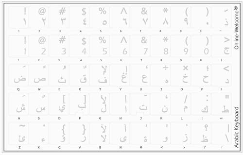 Pegatinas para Teclado Árabe Transparentes Letras Blancas miniatura 1