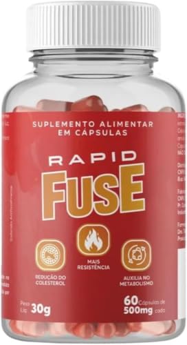 Rapid Fuse Pré Treino e Termogênico (Foguinho) - 60 Cápsulas com Cafeína, Psyllium e Picolinato de Cromo - Fuselabs - Suplemento para Academia e Fitness