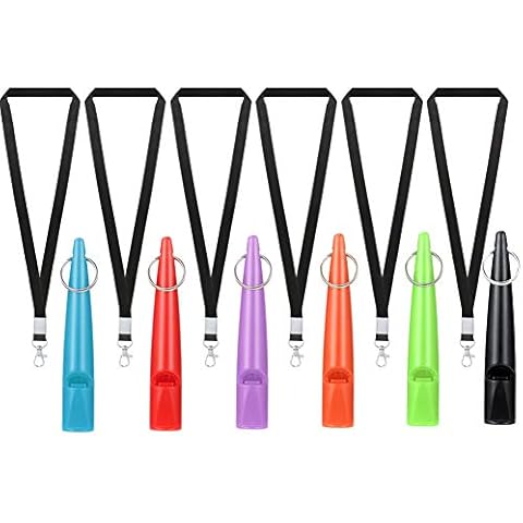 falllea 6 Pcs Professional Dog Whistles, Dog Training Whistle High Pitch Plastic Dog Whistles with Lanyard for Recall and Barking Control Cover