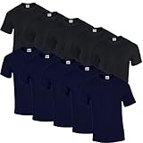  10 Gildan T Shirts Heavy Cotton M L XL XXL Diverse Farben auswählbar (L, 5Schwarz/5Navy)