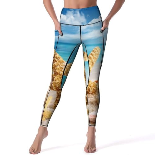 Legging sport anti-transpiration Conque d'Étoile de Mer pantalon yoga taille haute