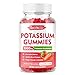 Potassium Gummies, Potassium Bicarbonate Supplement for Adults & Kids, Potassium Supplement for Electrolyte Balance & Muscle Heath, Sugar-Free, Strawberry Flavor, 60 Count