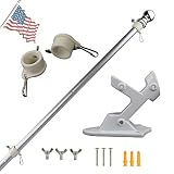 VIEKEY 6FT Flag Pole kit Come with Flag Pole Holder and 2 Rotating flagpole Rings rustproof Aluminum