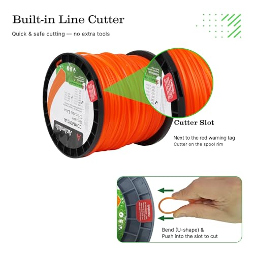 A ANLEOLIFE 3-Pound Commercial Square .155-Inch-by-280-ft String Trimmer Line in Spool,with Bonus Line Cutter, Orange by A ANLEOLIFE - Image 4