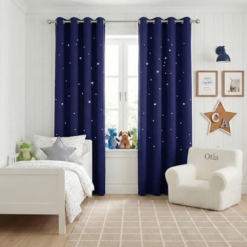 NICETOWN 84 Inch Blackout Curtains for Living Room, Kids Blackout Thermal Insulated Window Drapes for Boys Bedroom, Grommet Light Blocking Curtains fo