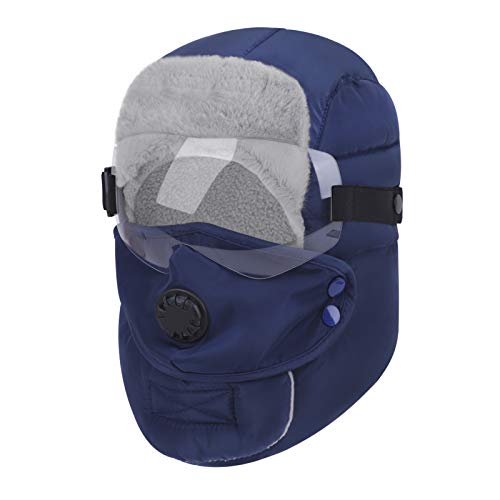 Clobeau Toddlers Kids Trapper Hats Bomber Earflap Winter Trooper Caps Ski Snowboard Hat (Navy Blue)