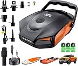50PSI Paddle Board Pump Electric Portable, 10000MAh Battery Powered Rechargeable Sup Pump - Dual Stage Inflation, Auto Shut Off and Deflate for Stand Up Paddle Board/Car/Kayak/Bicycle/Inflatable Bed