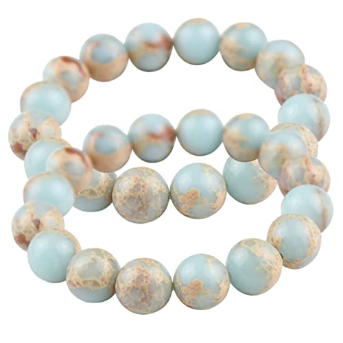 Pulseras de cuentas naturales azules YXWYXWA para yoga y decoración de niñas 7