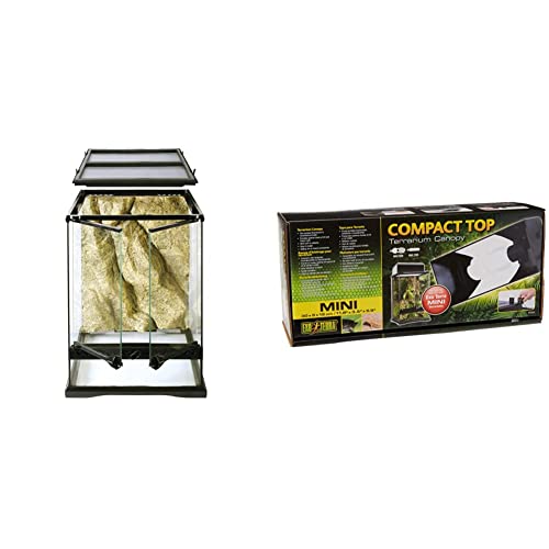 Exo Terra Terrarium aus Glas, mit einzigartiger Front Belüftung, 30 x 30 x 45cm & Compact Top, Terrarienabdeckung, Mini, für 1 Lampe, mit Reflektor, 30 x 9 x 12,5cm, Fassung E27