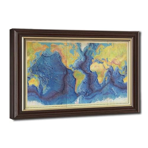 Carte du monde de l'océan décoration murale bureau et salon chic