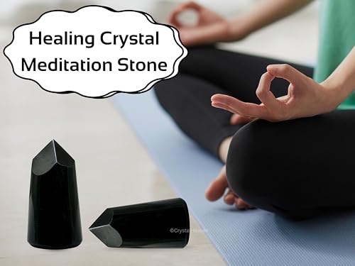 Image of Certified Black Tourmaline Crystal Tower Obelisk Point for Chakra, Healing and Balancing - AAA Grade Original Certified Gemstone Agate for Reiki Meditation Yoga Spiritual (2-3 Inches)
