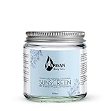 Argan Beauty Vegan & Organic Sunscreen in Glass Jar - 120G-Handmade-Made with Non-Nano Zinc Oxide-/Protect your Skin from the sun’s harmful rays